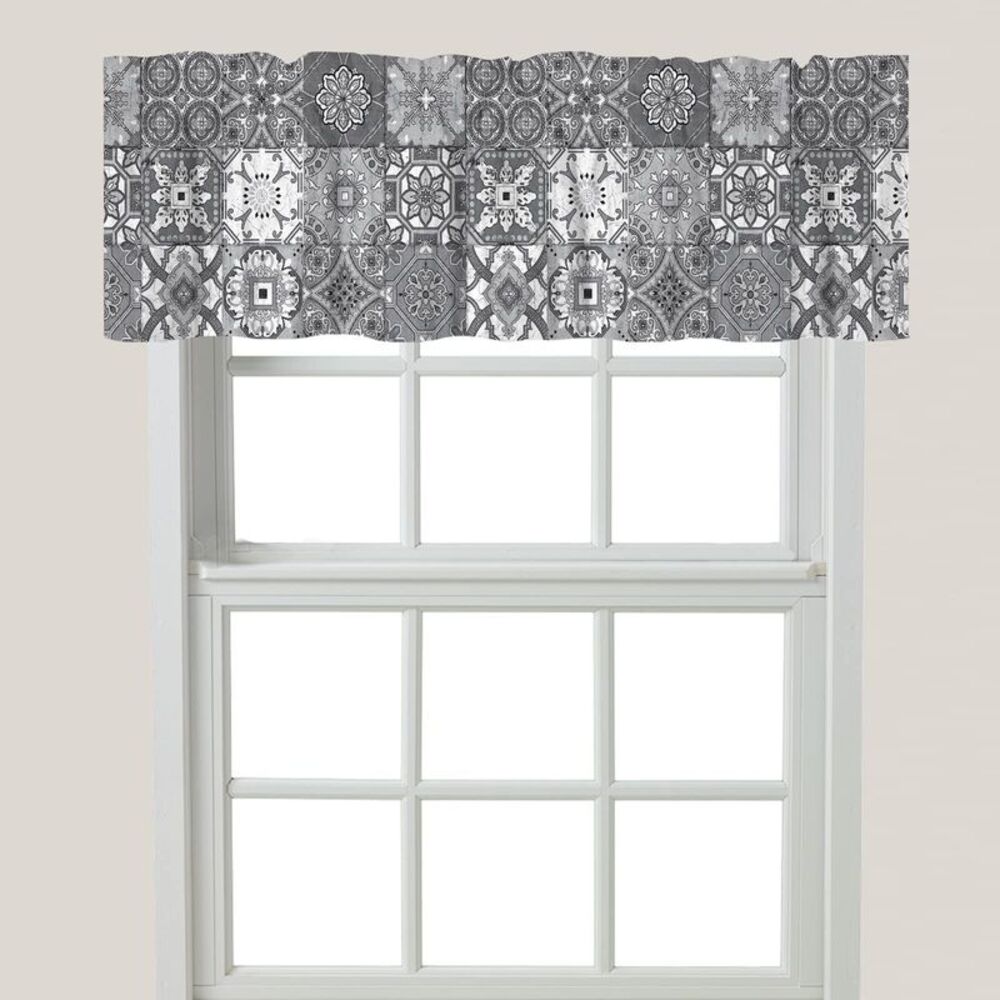 Laural Home - 1pc Laural Home Gray Granada Window Valance 18"L x Gray